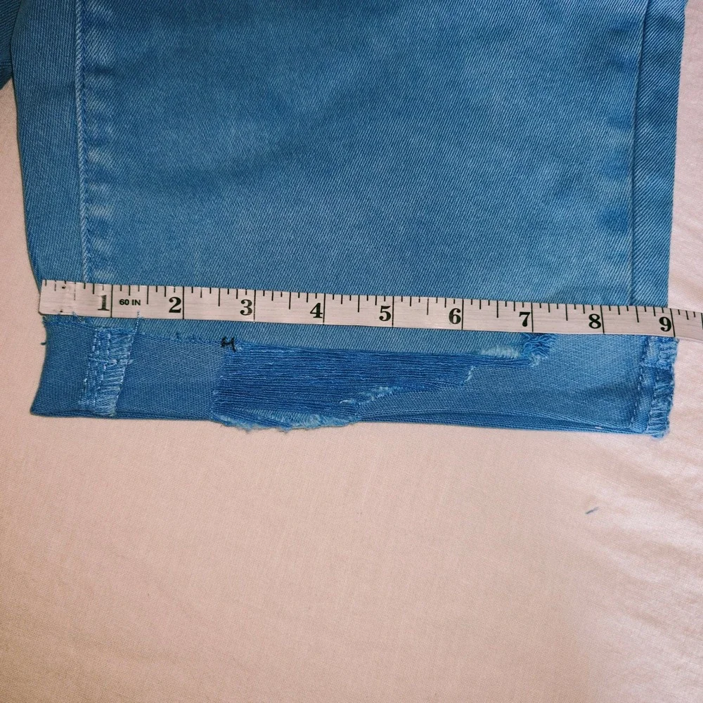 Zenana Acid Wash Dyed Bermuda Distressed Shorts DMP-1892Y Ocean Blue Large